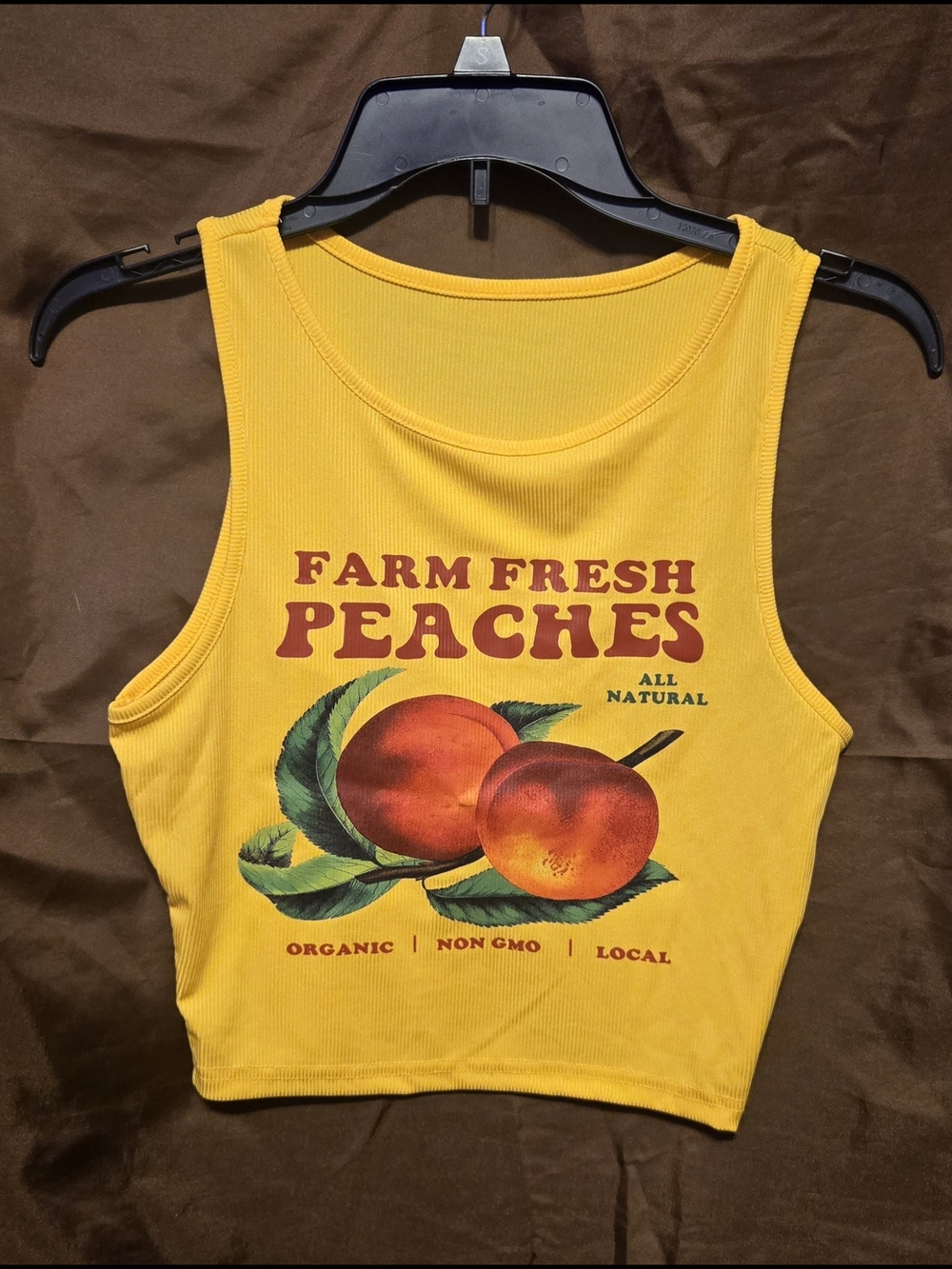 ​✨ NWOT Farm Fresh Peaches Ribbed Crop Tank Top Yellow Small